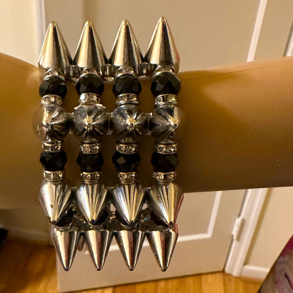 New- Silver and black tone stretch bracelet from Macy’s.